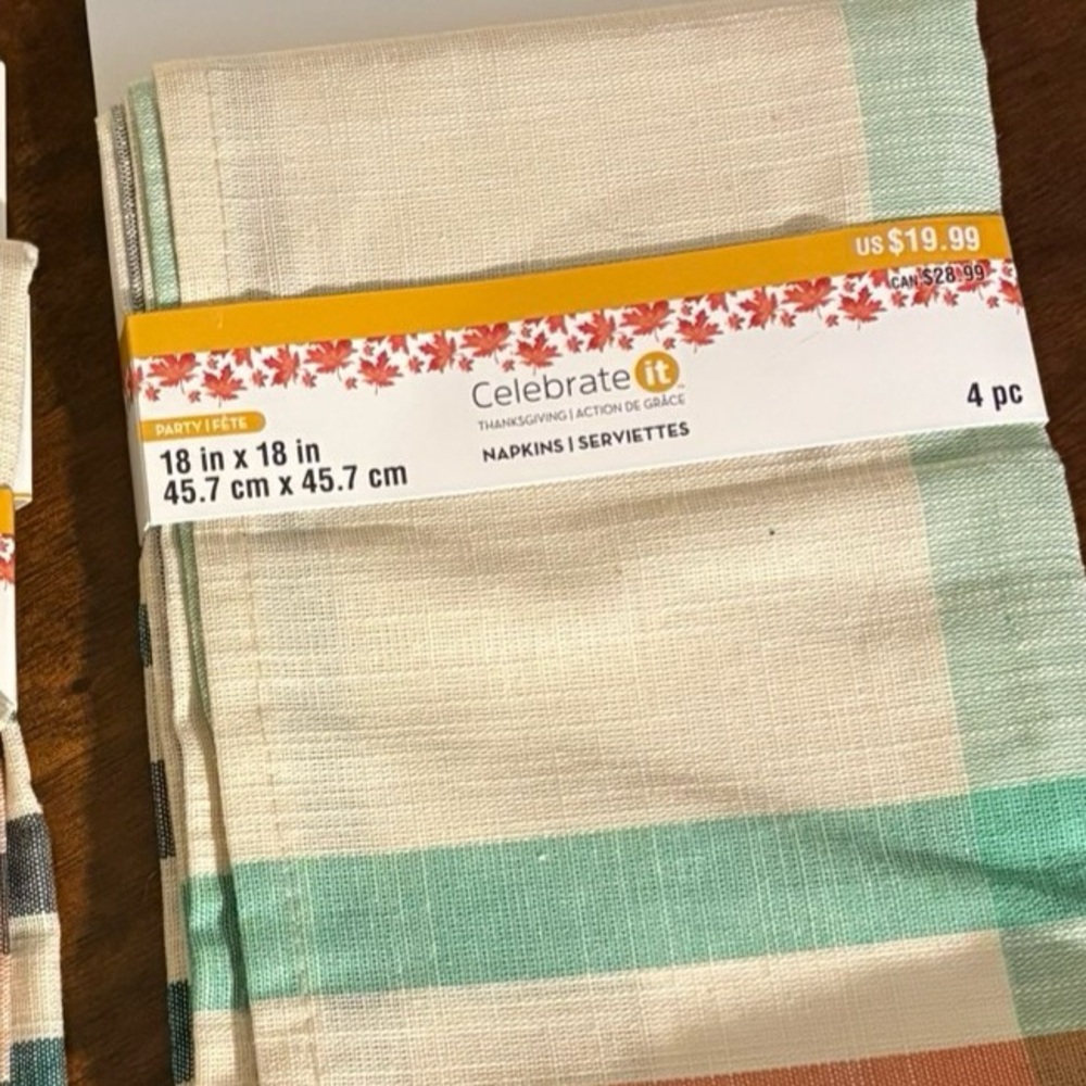 Celebrate It Aqua and Beige Striped Napkins